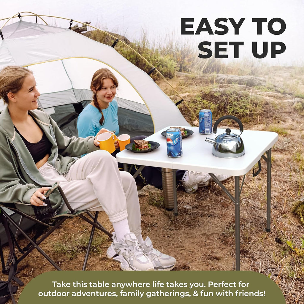 6 Feet Foldable Table with Built in Handle & Steel Legs | Heavy Duty Portable | Perfect for Party, Dining, Wedding, Events, Picnic Indoor, Outdoor, Camping, Utility, Folding