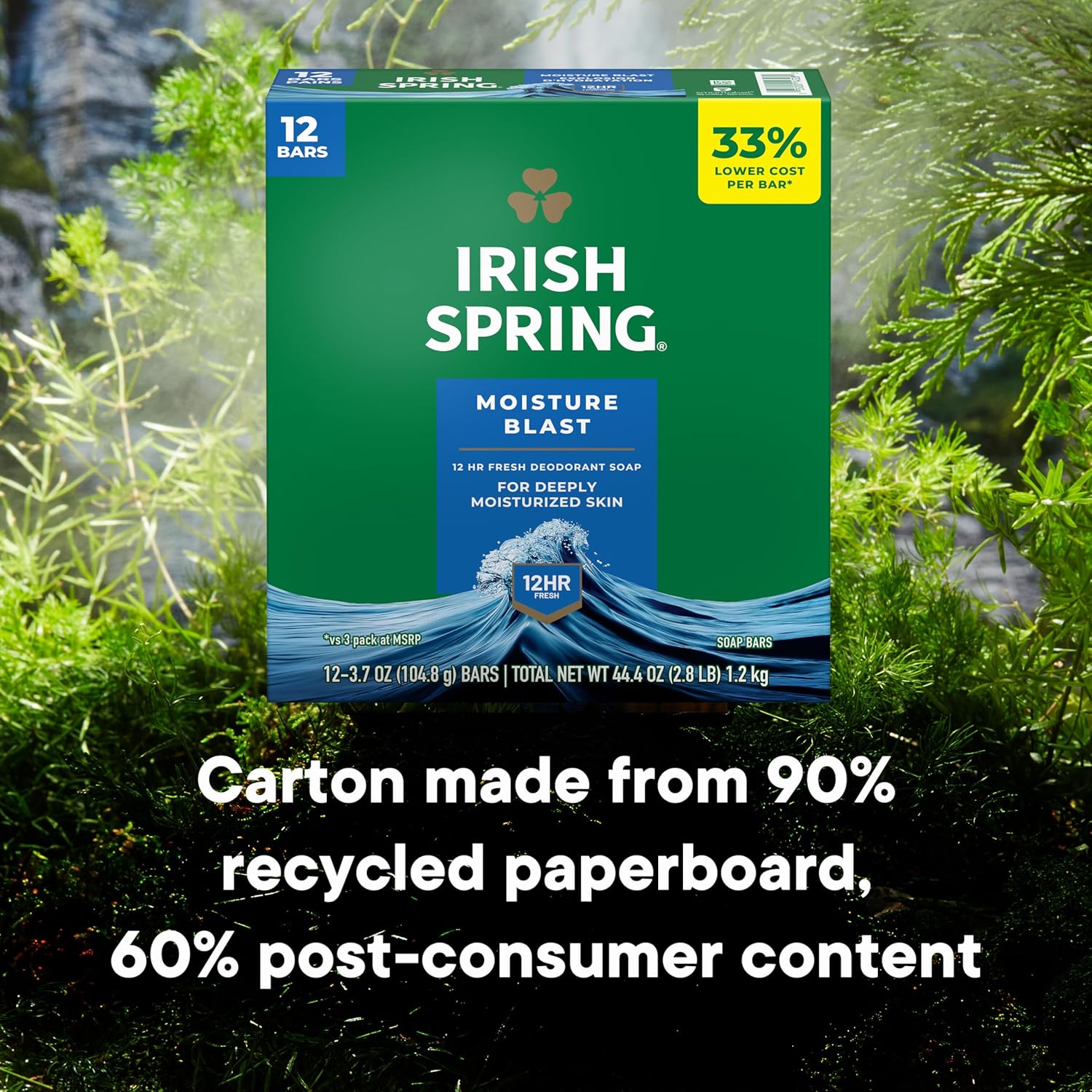 Irish Spring Bar Soap for Men, Original Clean, Smell Fresh and Clean for 12 Hours, Men Soap Bars for Washing Hands and Body, Mild for Skin, Recyclable Carton, 3.7 Ounce - 3 Count (Pack of 8)