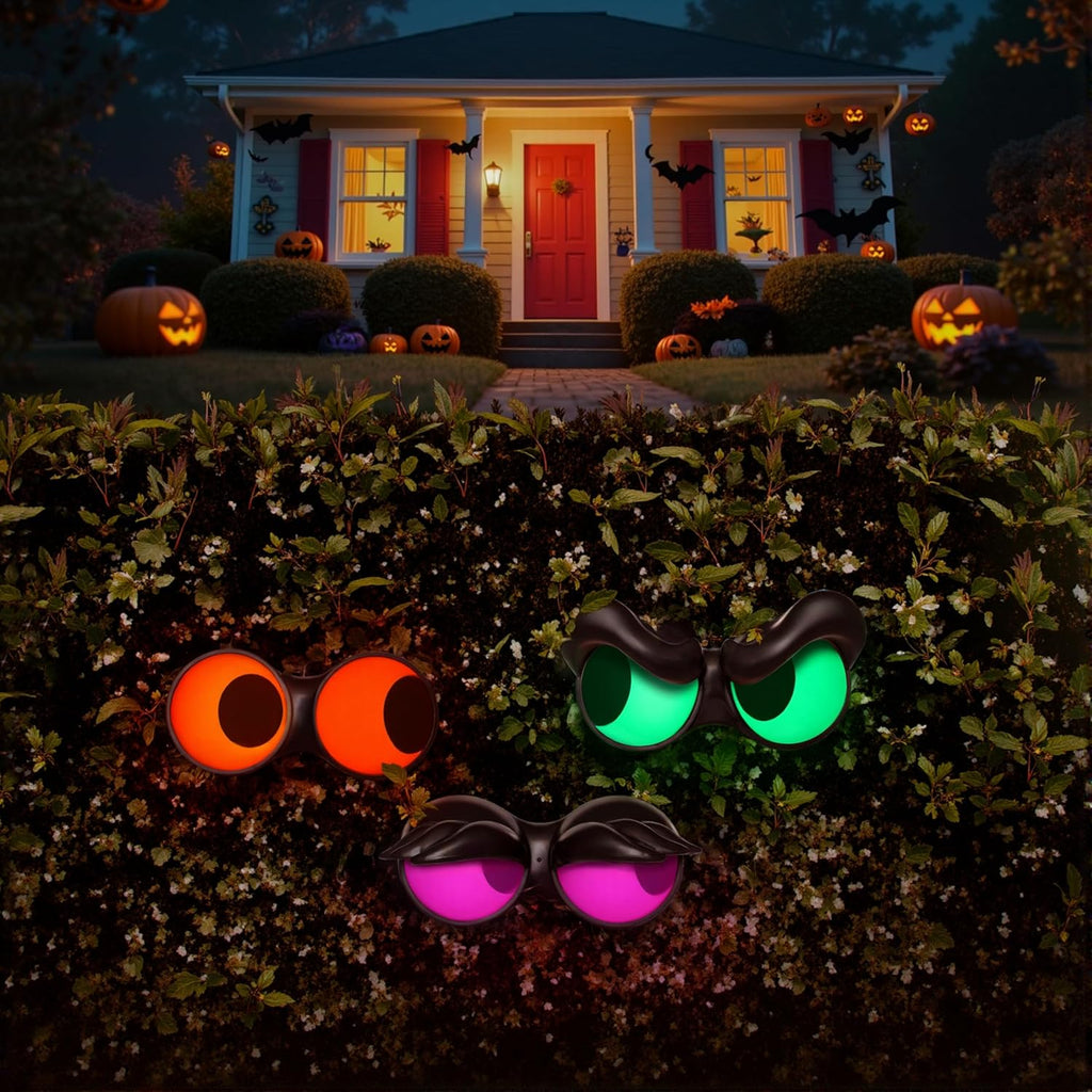 Joiedomi 3 Pack Halloween Decorations Indoor Flashing Peeping Eyes Lights with Timer, Halloween Glowing Decorations Outdoor Party Supplies, Spooky Animated Lights Eyes Decor for Yard Lawn Garden