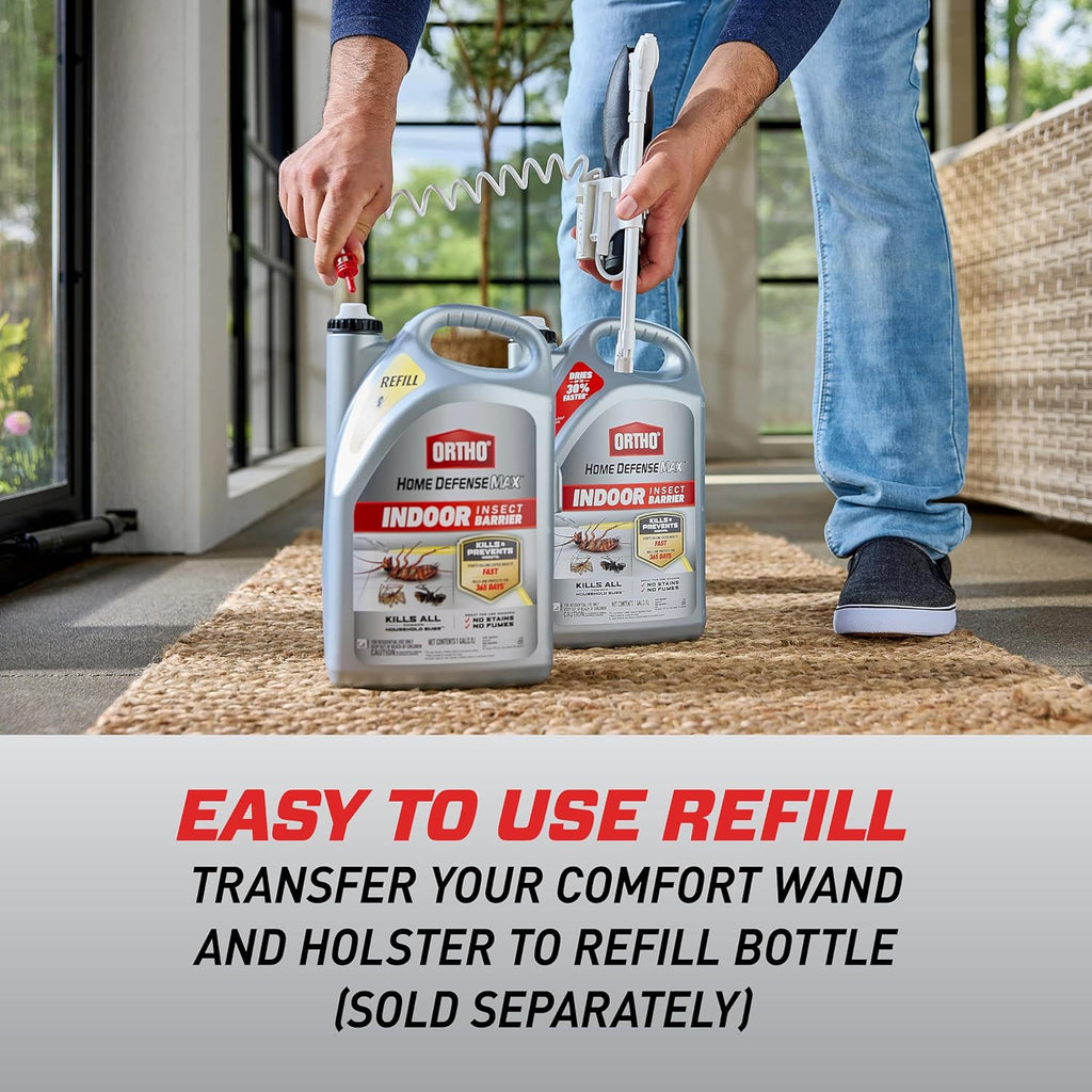 Ortho Home Defense Max Indoor Insect Barrier with Extended Reach Comfort Wand, Kills Ants, Roaches, Spiders, Fleas and Ticks, 1 gal.