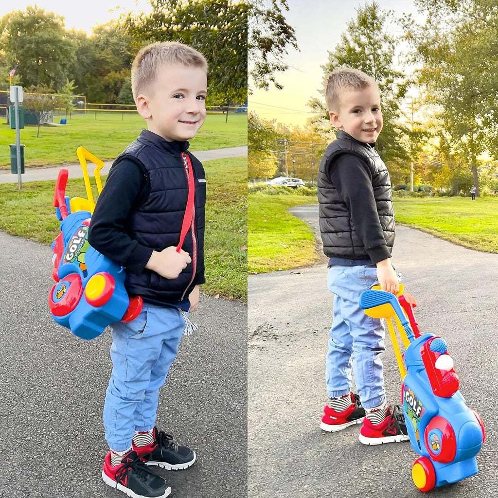 Liberry Toddler Golf Set, Upgraded Kids Golf Cart with Unique Shoulder Strap Design, Indoor and Outdoor Golf Toys for Boys and Girls Aged 1-5 Years Old