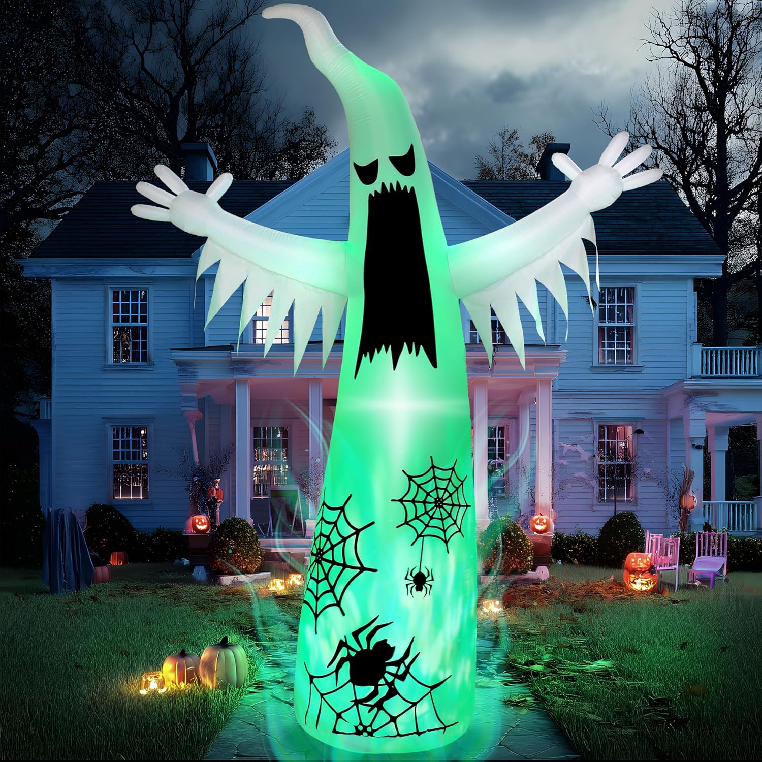Joiedomi 12 FT Halloween Inflatables Outdoor Decorations, Scary Ghost Halloween Decor, Inflatable Ghost Blow Ups for Yard with LEDs for Outside Yard Decorations