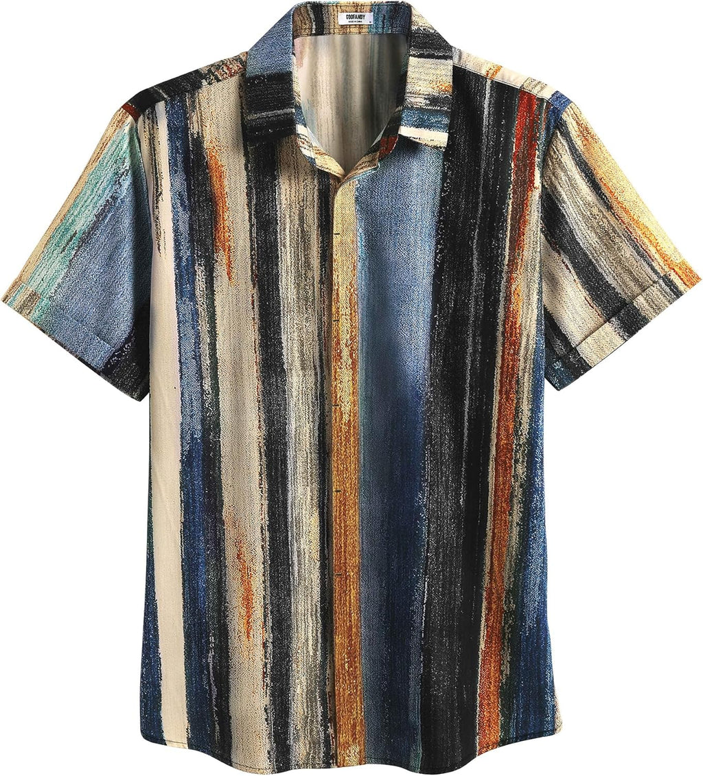 COOFANDY Men's Linen Shirts Short Sleeve Casual Shirts Button Down Shirt for Men Beach Summer Wedding Shirt