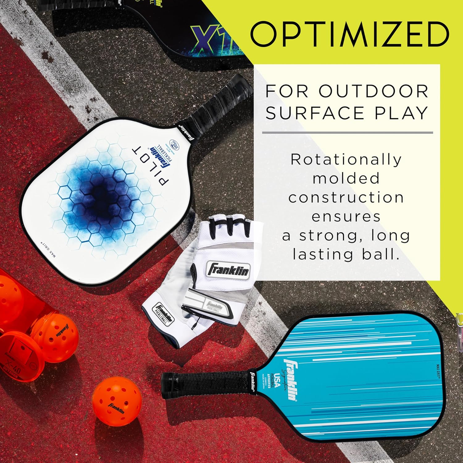 Franklin Sports X-40 Outdoor Pickleballs - Official Ball of USA Pickleball, APP Tour + US Open - Regulation Size