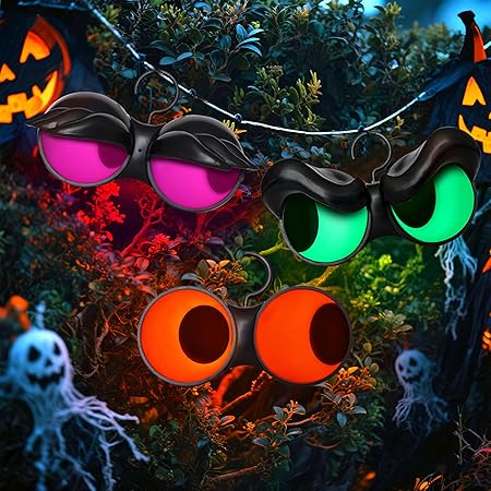 Joiedomi 3 Pack Halloween Decorations Indoor Flashing Peeping Eyes Lights with Timer, Halloween Glowing Decorations Outdoor Party Supplies, Spooky Animated Lights Eyes Decor for Yard Lawn Garden