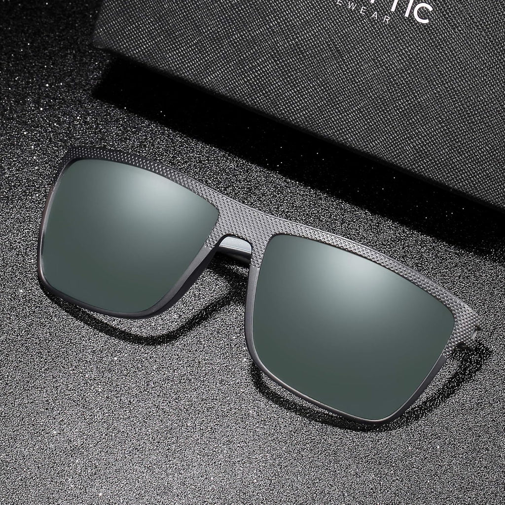 ZENOTTIC Polarized Sunglasses for Men Lightweight TR90 Frame UV400 Protection Square Sun Glasses