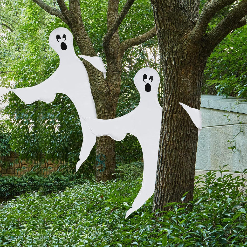JOYIN 2 Pcs 53" Halloween Decoration Outdoor, Halloween Bendable Hanging Ghost for Lawn, Tree, Pilar Decorations, Tree Wrap Ghost Party Supplies