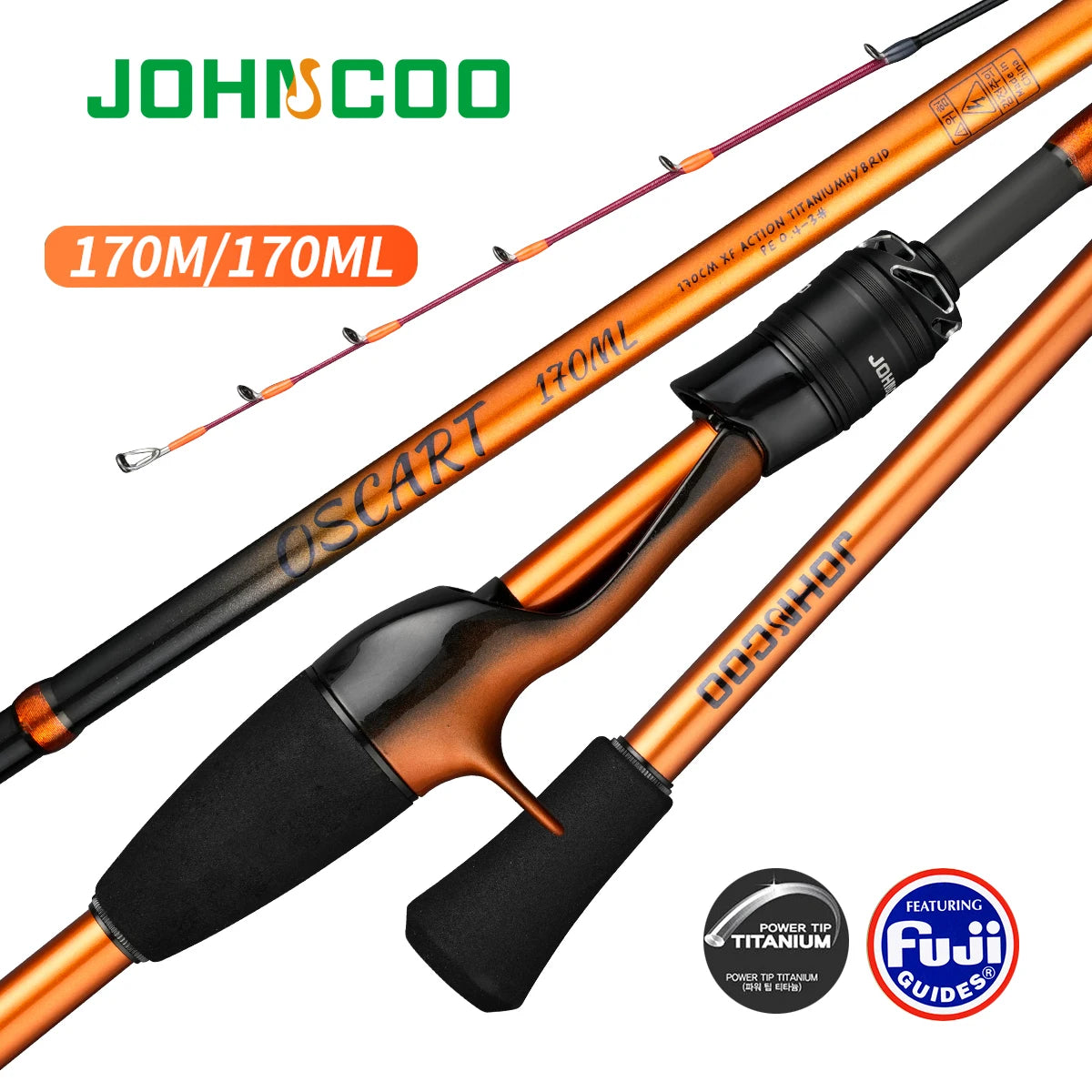 Johncoo Fishing Rod for Casting Jigging Rod 1.7m M ML Jigging Rod Powerful Titanium Tip Rubber Tail Octopus Boat Rod