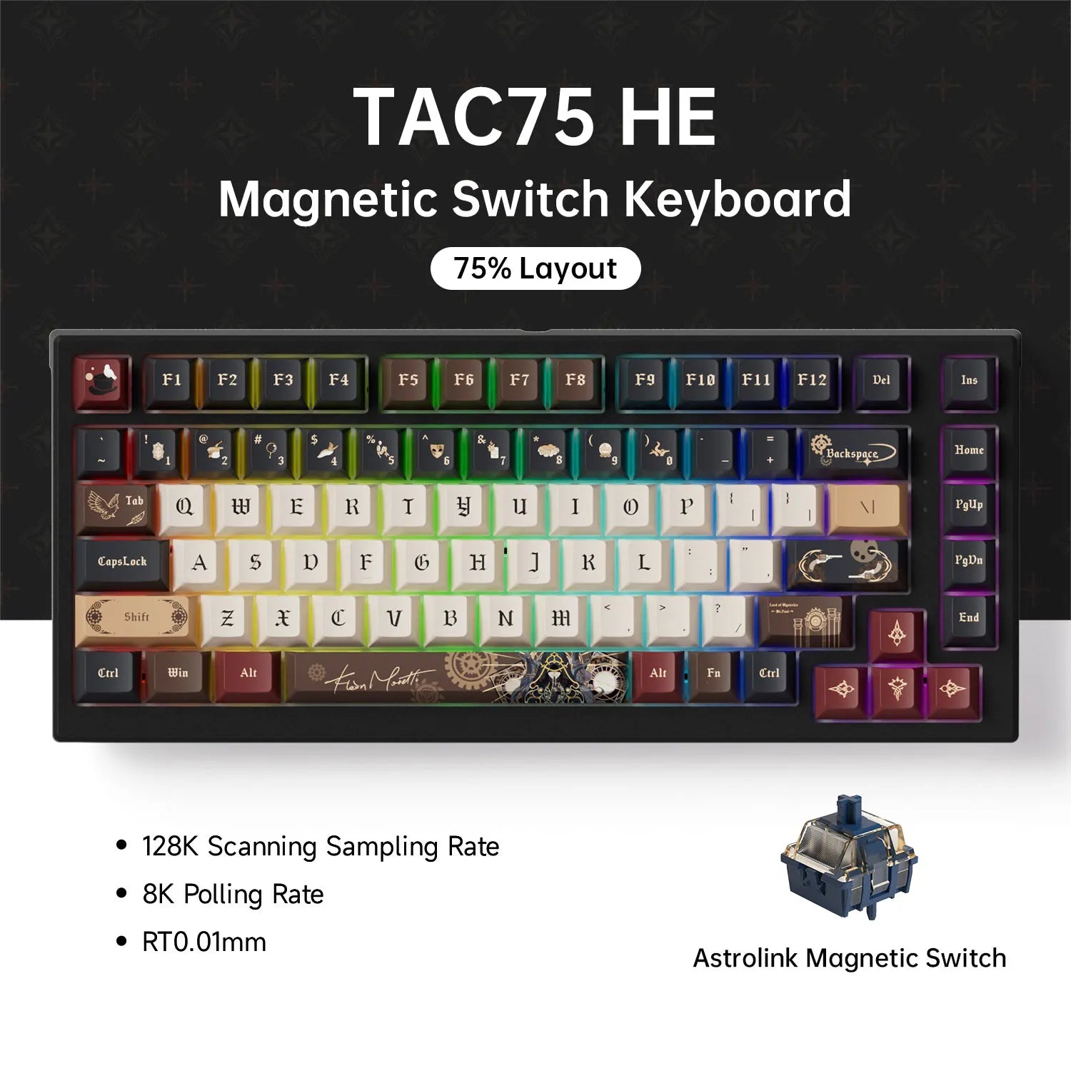 AKKO TAC75 HE Magnetic Switch Keyboard 75% Gaming Keyboards Rapid Trigger 0.005mm 8K RGB Wired Esports Custom Keyboard for Gamer
