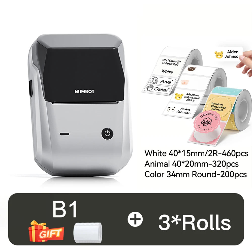 NIIMBOT B1 Portable Thermal Printer With Tapes 2 Inch Adhesive Label Printer Mini Bluetooth Sticker Maker Support Smartphones PC