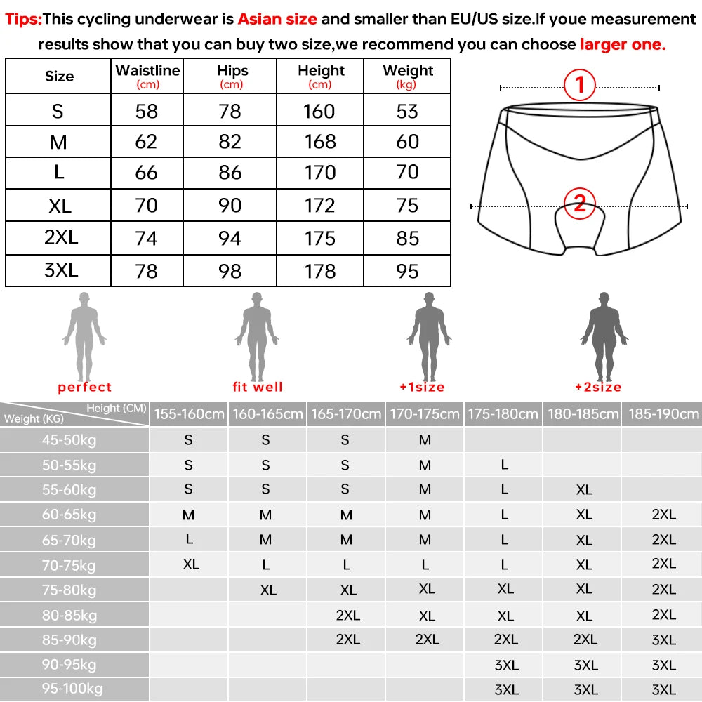 X-TIGER Men's Cycling Underwear with 5D Gel Cushioned MTB Boxer Cycling Shorts Road Cycling Underwear Cycling Equipment