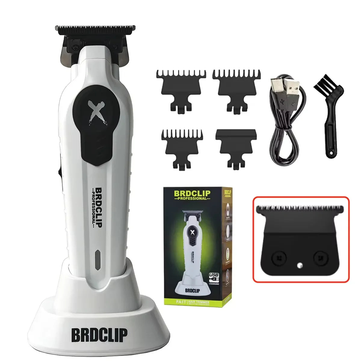 New 2025 BRDCLIP FA1T Green Professional Hair Trimmer Barber Carving Gradient Finish Machine Electric Clipper with Charger Stand