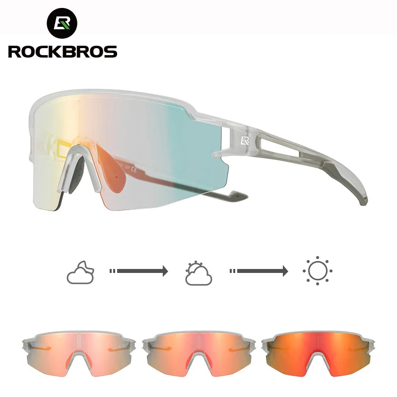 ROCKBROS Cycling Glasses Photochromic Polarized Lens Bike Glasses UV400 Protection Eyewear Sunglasses MTB Road Bicycle Goggles