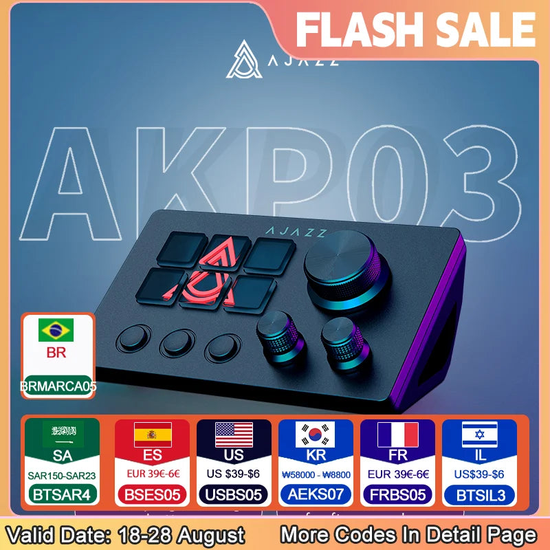 Ajazz  AKP03E Programmable Macro Keyboard 12 Keys Mechanical Gaming Keyboard Custom Button Mini Keyboard For Multiple Scenario