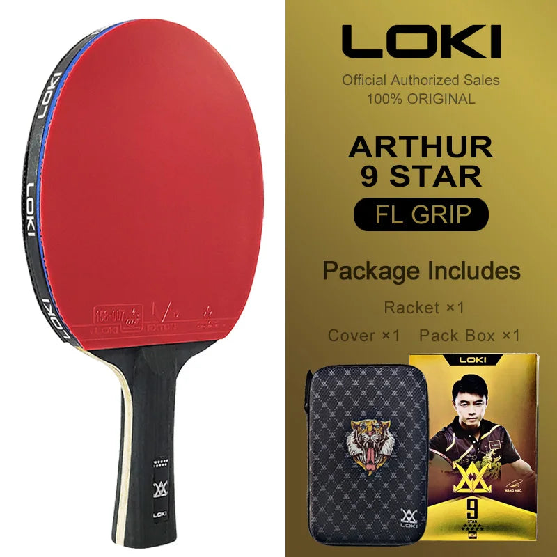 LOKI ARTHUR 9 Star Table Tennis Racket Carbon Offensive Lightweight Ping Pong Racket Paddle Bat with Sticky Rubber ITTF Approved