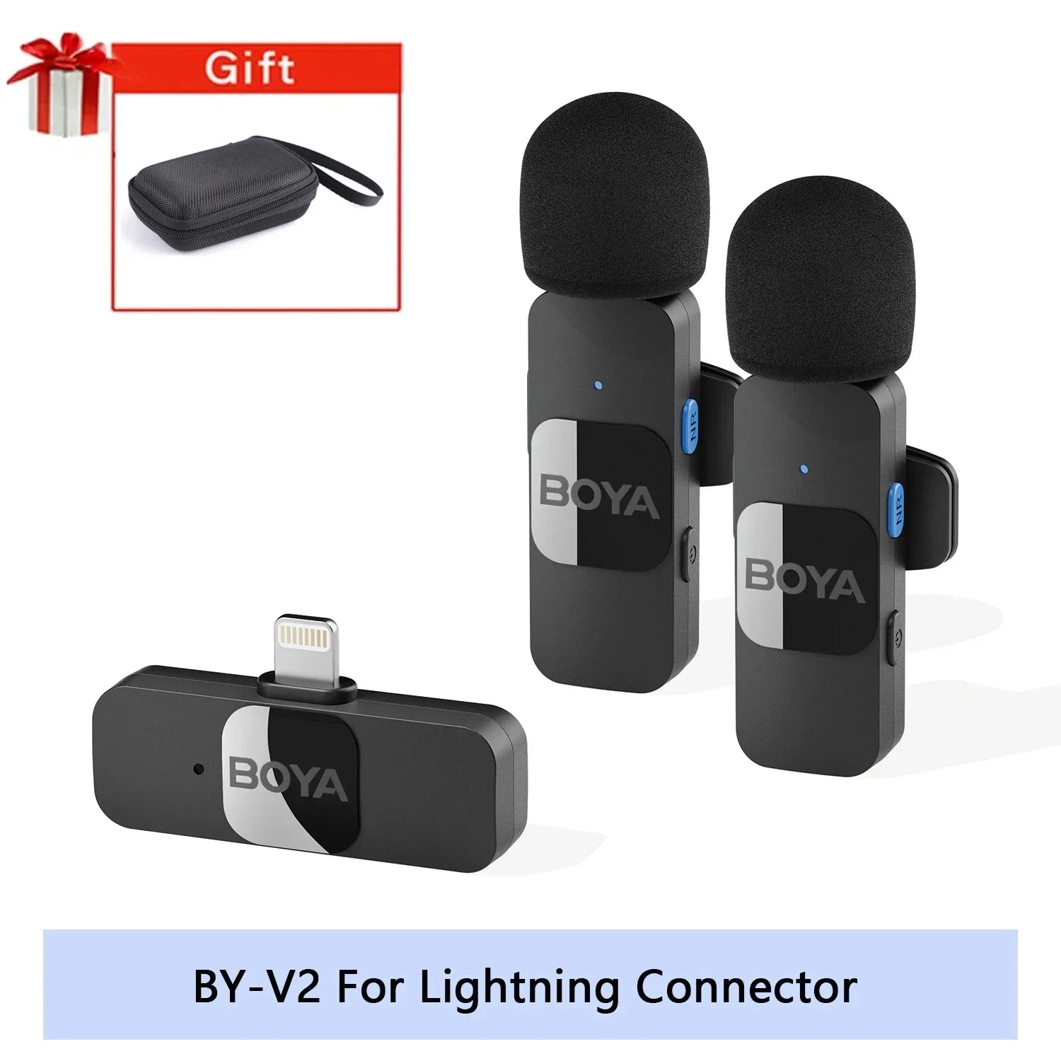 BOYA BY-V Wireless Lavalier Microphone for iPhone 15/16 Series Samsung TECNO REDMI Type-c Devices Video Recording Streaming Vlog