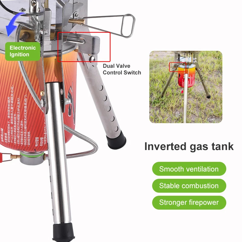 BRS-69 High Power 4360W Outdoor Gas Stove Adjustable Height Foldable Gas Burner Camping Picnic Windproof Stove Cooking Accessory