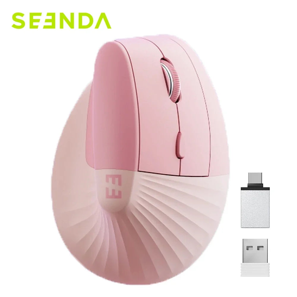 Seenda Vertical Wireless Mouse Type C Rechargeable Ergonomic USB & Type C Mice for Laptop Laptop PC MacBook Windows Android