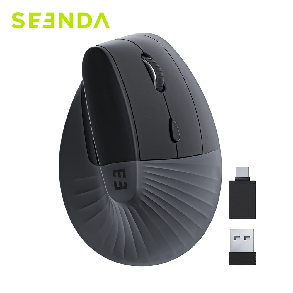 Seenda Vertical Wireless Mouse Type C Rechargeable Ergonomic USB & Type C Mice for Laptop Laptop PC MacBook Windows Android