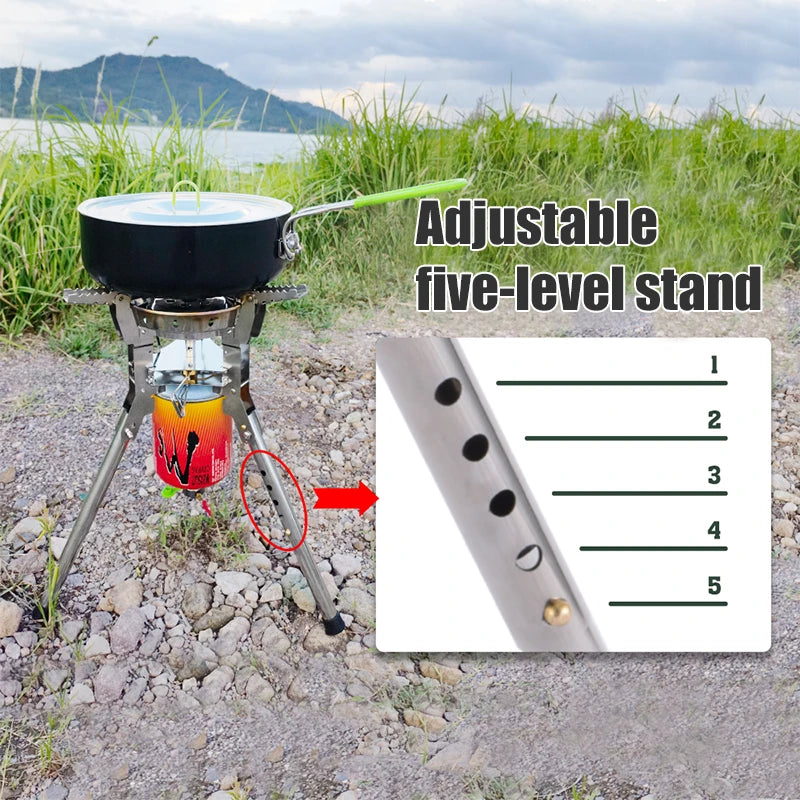 BRS-69 High Power 4360W Outdoor Gas Stove Adjustable Height Foldable Gas Burner Camping Picnic Windproof Stove Cooking Accessory