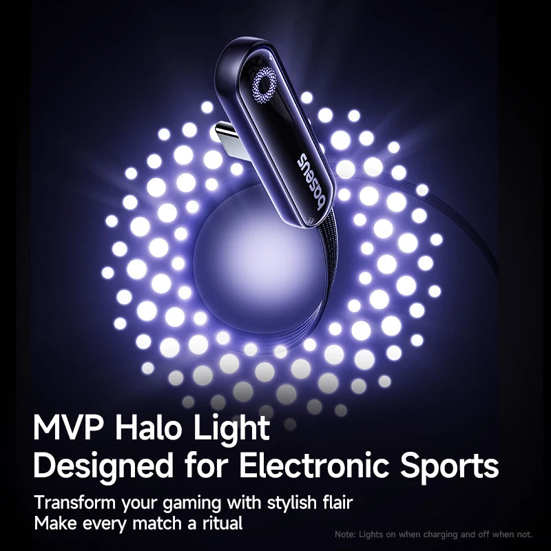 Baseus MVP3 Elbowed USB C Cable 100W For iPhone 17 16 15 Pro Max LED Type C Cable for Macbook pro Fast Charge Wire for Xiaomi