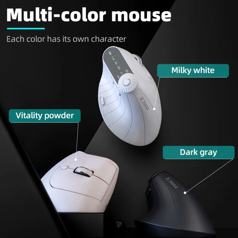 Wireless Vertical Mouse Rechargeable Optical Mice With Function Adjustment Knob Ergonomic Mouse for Multi-Purpose