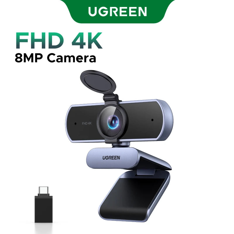 UGREEN 4K FHD 1080P Webcam 8MP for PC, PDAF Auto Focus, Dual AI Noise-Cancelling Mics, Web cam Camera for Zoom/Teams/Google Meet