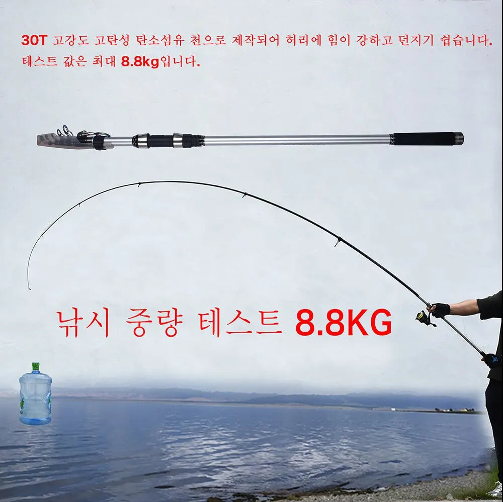 BIUTIFU Telescopic Surf one-two Fishing Rod 3.9/4.2/4.5/5.0/5.3m 30T Carbon Spinning Power 60-200g Throw Surfcasting Shore Pole
