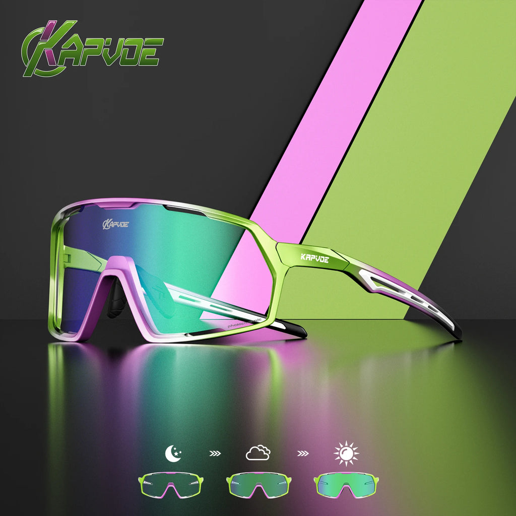 Kapvoe Photochromic Sunglasses Man MTB Climbing Glasses Outdoor Sports Bike Cycling Glasses Women Driving Bicycle Goggles UV400