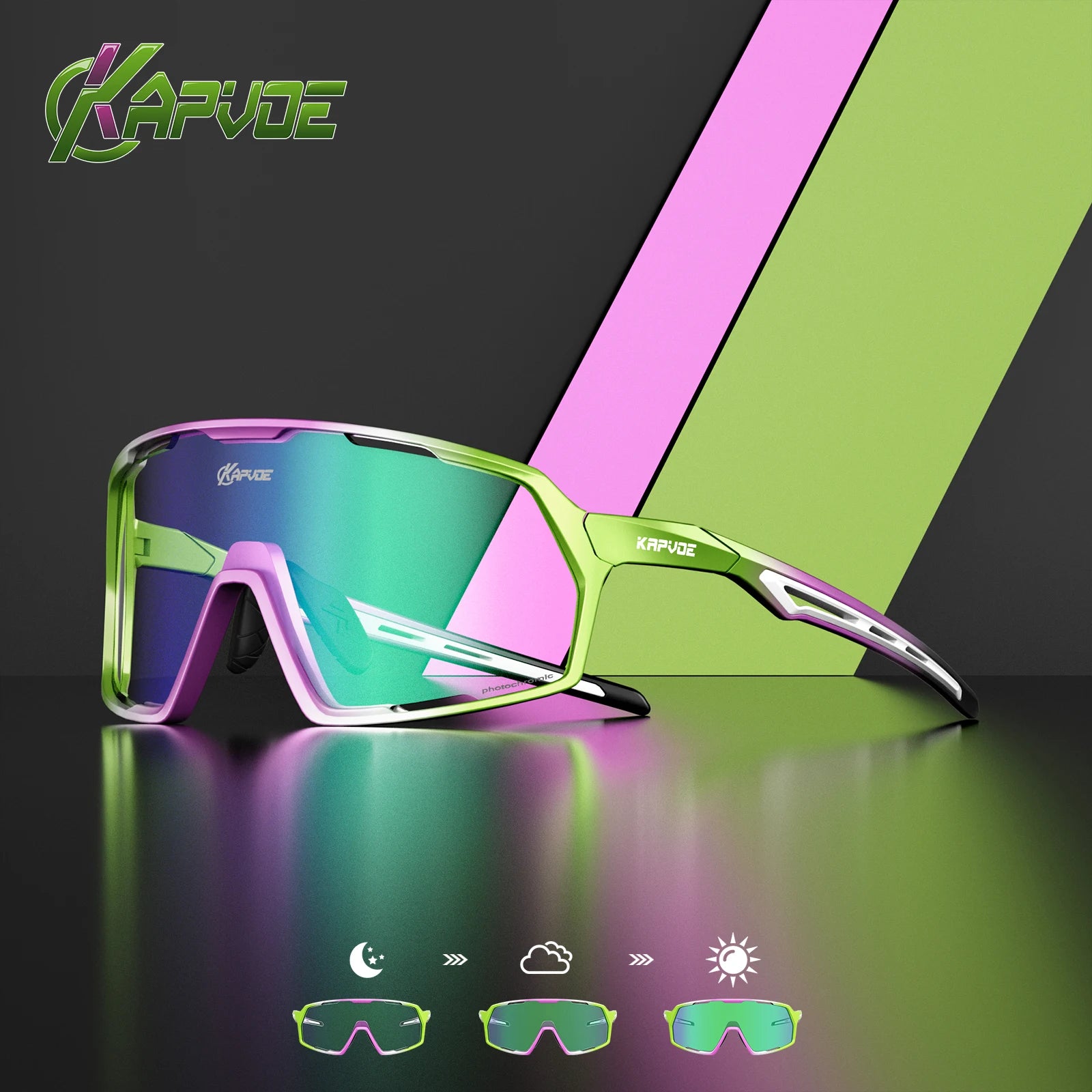 Kapvoe Photochromic Sunglasses Man MTB Climbing Glasses Outdoor Sports Bike Cycling Glasses Women Driving Bicycle Goggles UV400