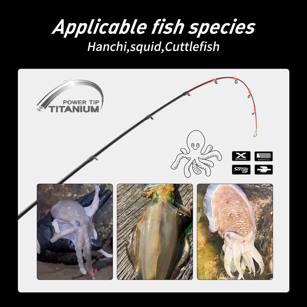 Johncoo Fishing Rod for Casting Jigging Rod 1.7m M ML Jigging Rod Powerful Titanium Tip Rubber Tail Octopus Boat Rod