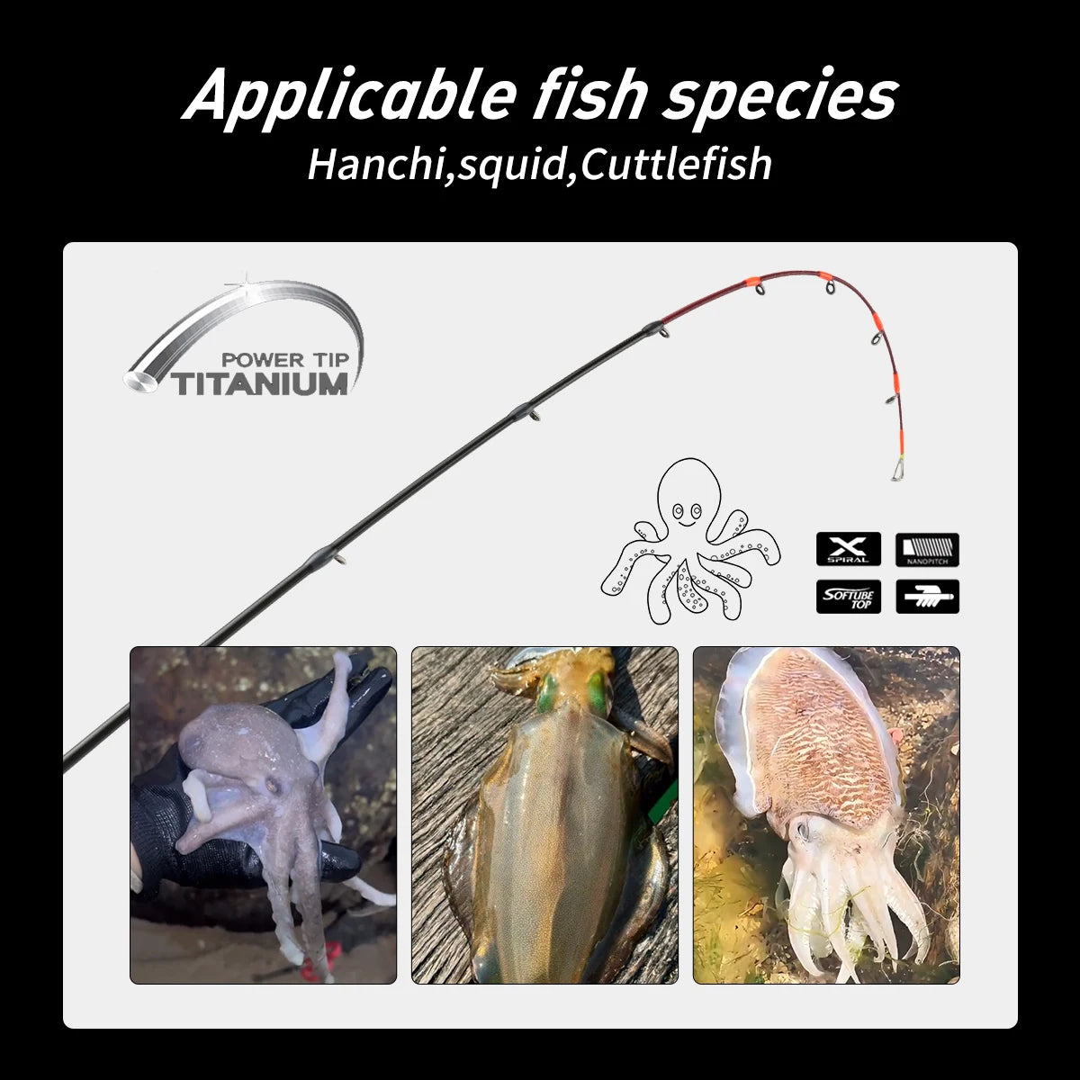 Johncoo Fishing Rod for Casting Jigging Rod 1.7m M ML Jigging Rod Powerful Titanium Tip Rubber Tail Octopus Boat Rod