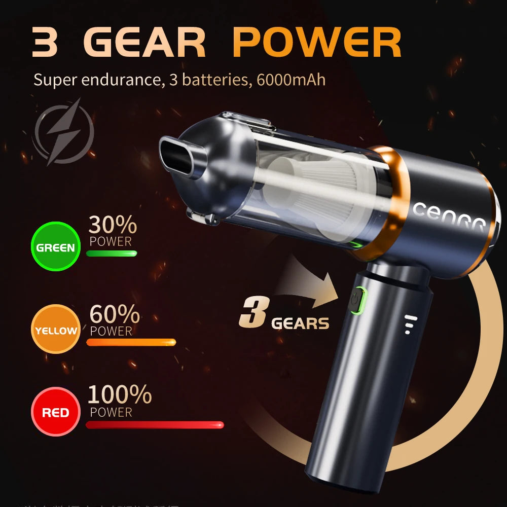 CENRR Mini Car Vacuum Cleaner Cordless Powerful Wireless Car Cleaner HandHeld Portable Vacuum Cleaner Cleaning Machine