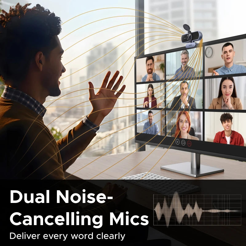 UGREEN 4K FHD 1080P Webcam 8MP for PC, PDAF Auto Focus, Dual AI Noise-Cancelling Mics, Web cam Camera for Zoom/Teams/Google Meet