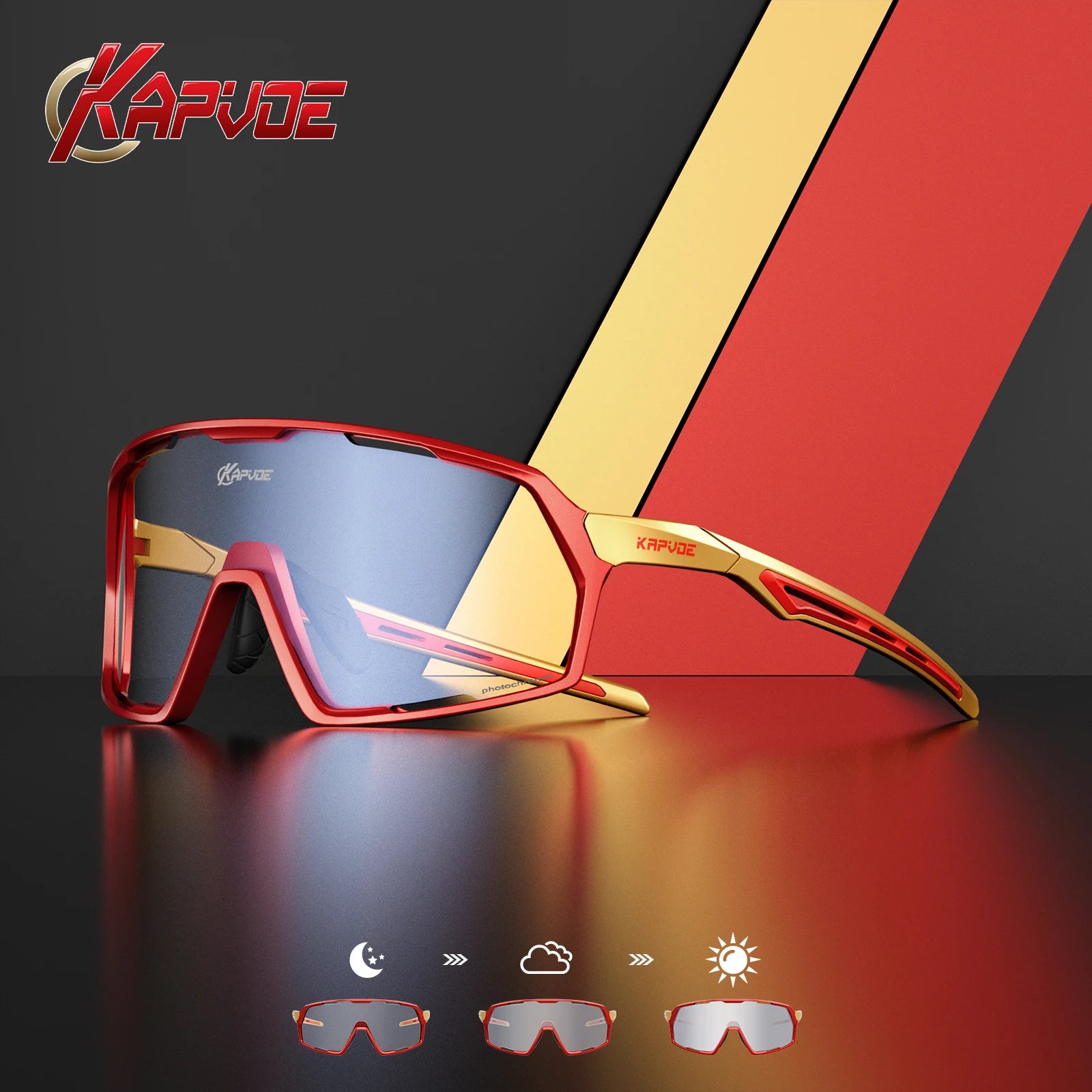 Kapvoe Photochromic Sunglasses Man MTB Climbing Glasses Outdoor Sports Bike Cycling Glasses Women Driving Bicycle Goggles UV400