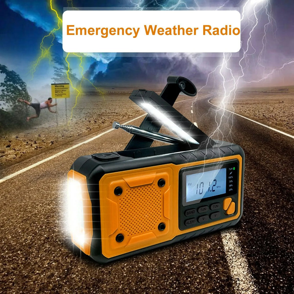 LOTOTG Portable Emergency Solar Power Radio Hand Crank Charging AM/FM Weather Radio Led Reading Flashlight Bank Phone Charger