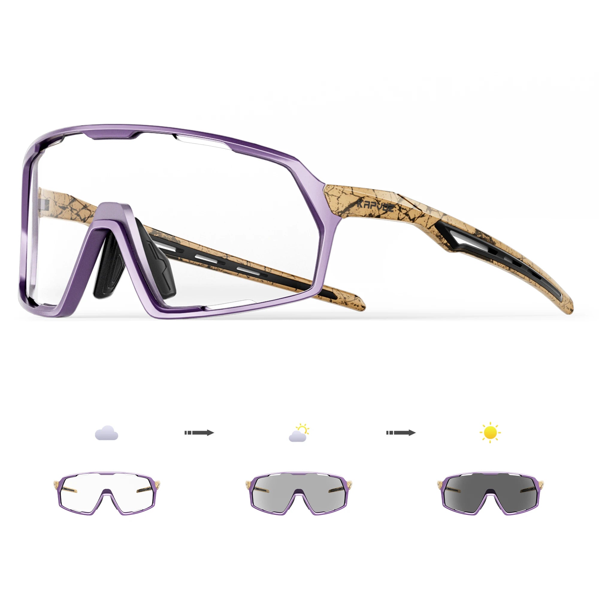 Kapvoe Photochromic Sunglasses Man MTB Climbing Glasses Outdoor Sports Bike Cycling Glasses Women Driving Bicycle Goggles UV400