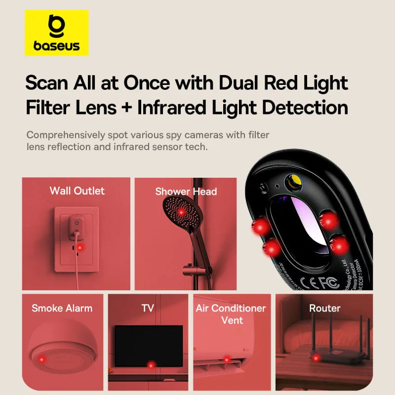 【New】Baseus Camera Detector Intelligent Hidden Camera Signal Gadget Security Alarm Anti Spy Candid Peeping Protection Detector