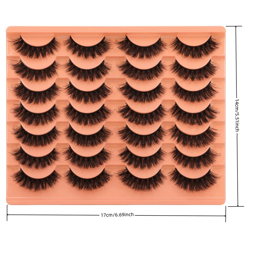 14 Pairs Russian Strip Lashes Mink Fluffy 3D Faux Mink Lashes Makeup Messy False Eyelashes Fluffy Thick Lashes - Eyes Makeup Set