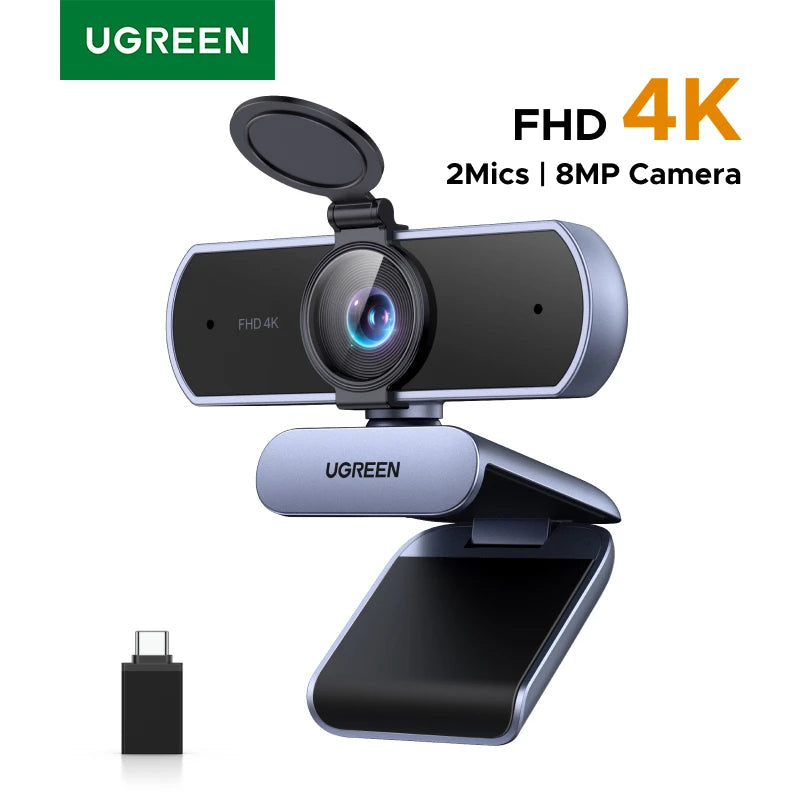UGREEN 4K FHD 1080P Webcam 8MP for PC, PDAF Auto Focus, Dual AI Noise-Cancelling Mics, Web cam Camera for Zoom/Teams/Google Meet