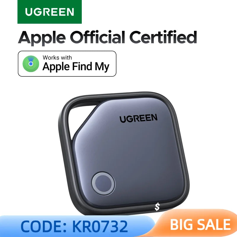 UGREEN Smart Bluetooth Tracker, Keys Finder Item Locator SmartTag Up to 2 Year Battery Phone Finder For Apple Find My (only IOS)