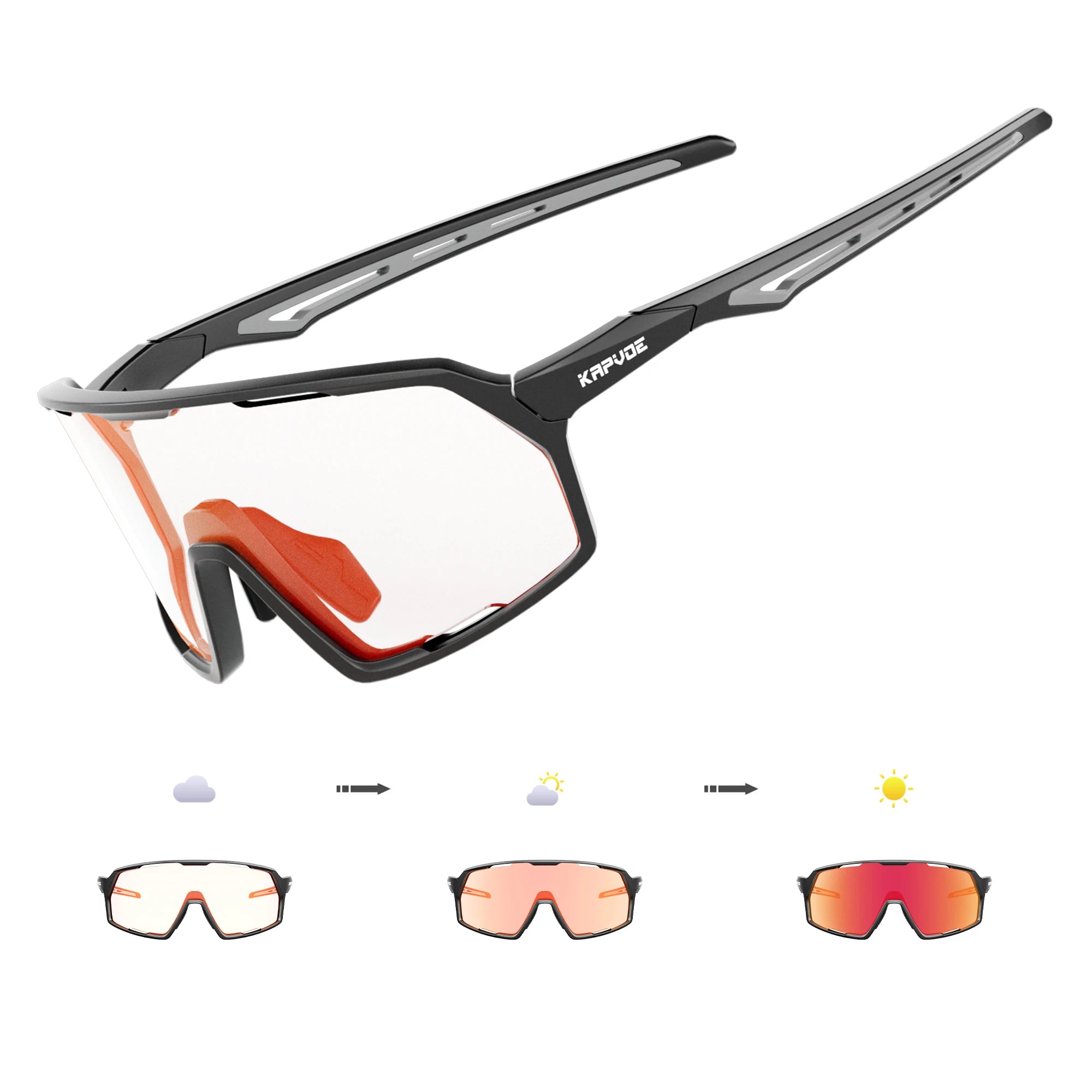 Kapvoe Photochromic Sunglasses Man MTB Climbing Glasses Outdoor Sports Bike Cycling Glasses Women Driving Bicycle Goggles UV400