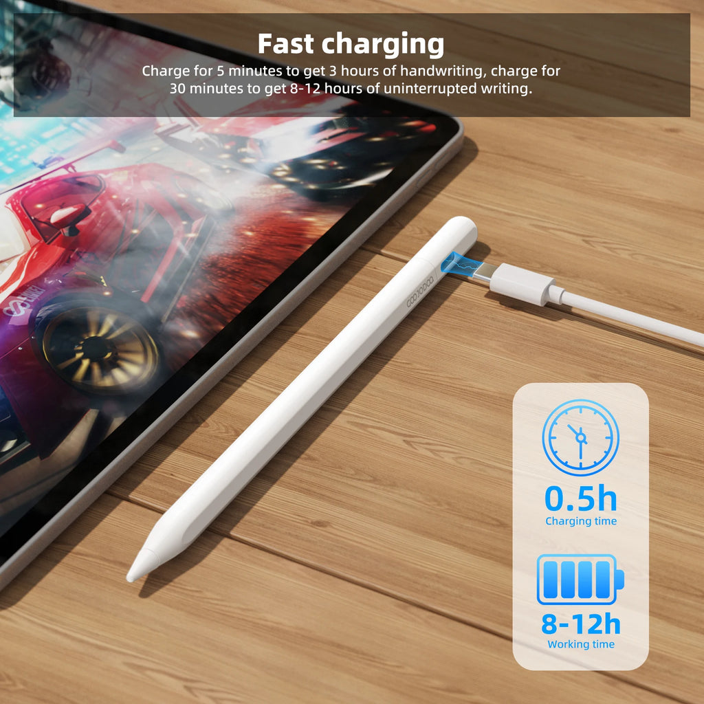 For Apple Pencil 2 with Apple Find My in App iPad Pencil for iPad Air 6 Pro 13' 2024 Air5 4 iPad Pro 11 12.9 with Palm Rejection