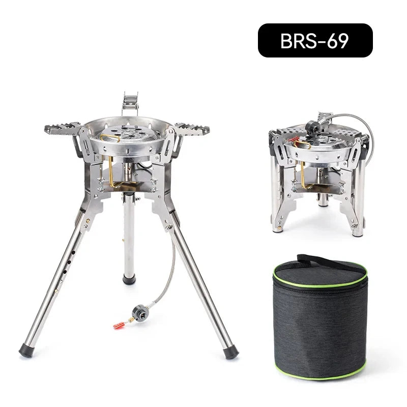 BRS-69 High Power 4360W Outdoor Gas Stove Adjustable Height Foldable Gas Burner Camping Picnic Windproof Stove Cooking Accessory