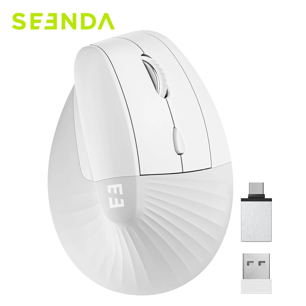 Seenda Vertical Wireless Mouse Type C Rechargeable Ergonomic USB & Type C Mice for Laptop Laptop PC MacBook Windows Android