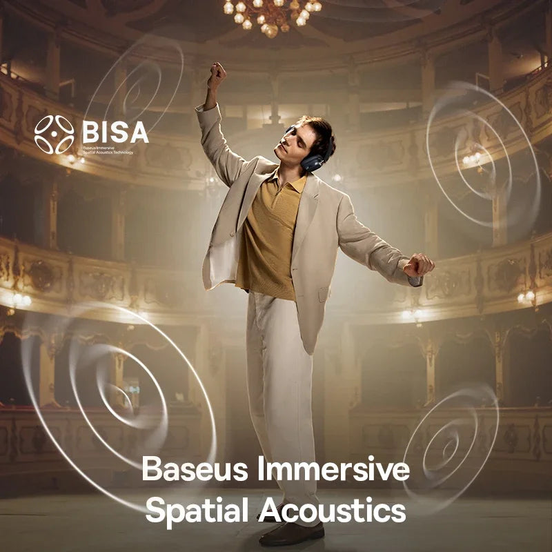 Baseus Bowie 10 Max Wireless Headphones 46dB Hybrid Active Noise Cancellation Earphones Bluetooth 5.4 Hi-Res LHDC 120H Headsets