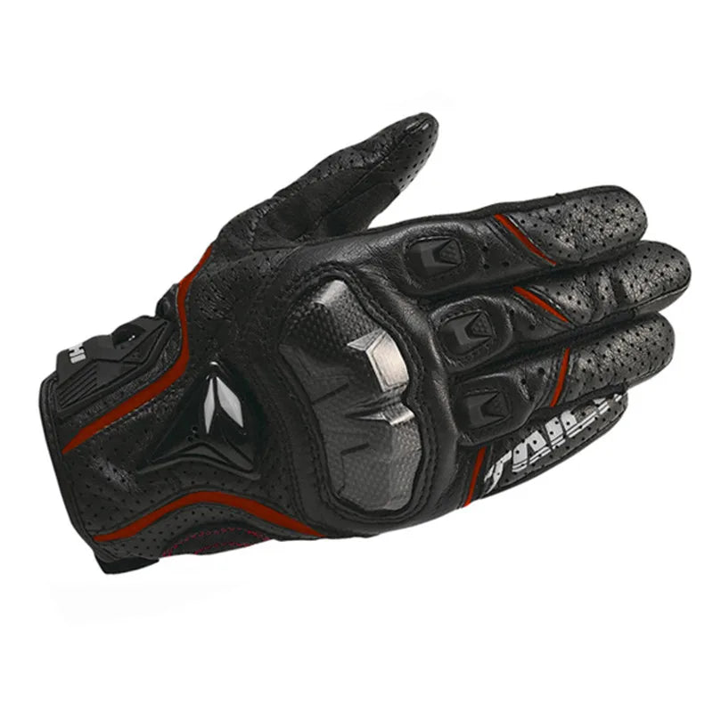 Motorcycle Gloves Black Racing Genuine Leather Motorbike White Road Riding Team Glove Men Summer Winter Touch Screen