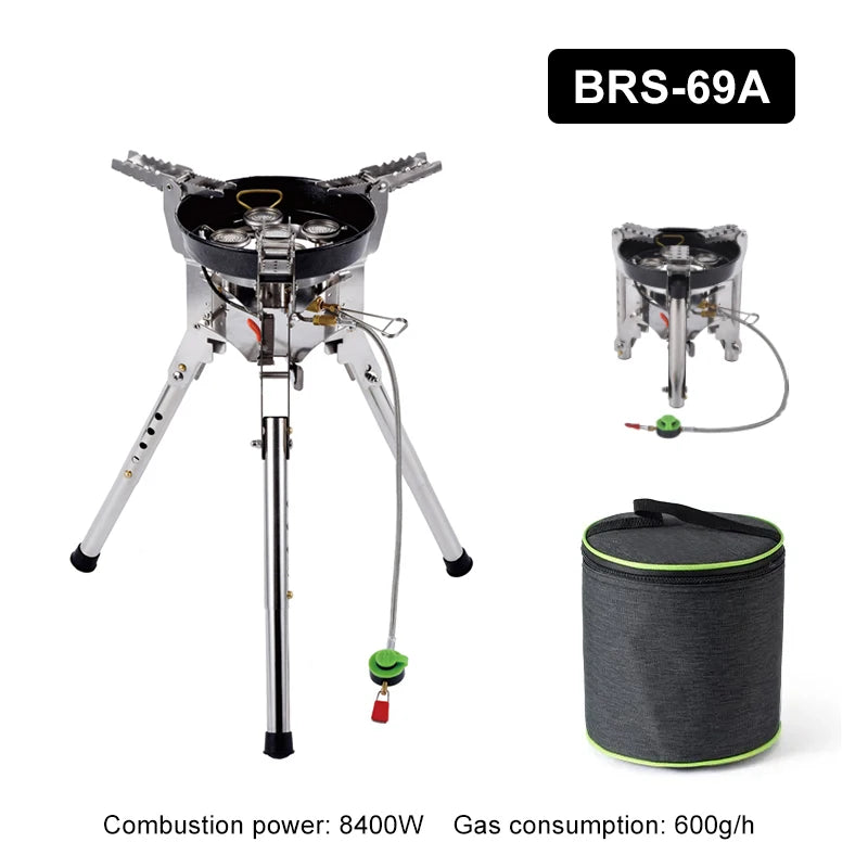 BRS-69 High Power 4360W Outdoor Gas Stove Adjustable Height Foldable Gas Burner Camping Picnic Windproof Stove Cooking Accessory
