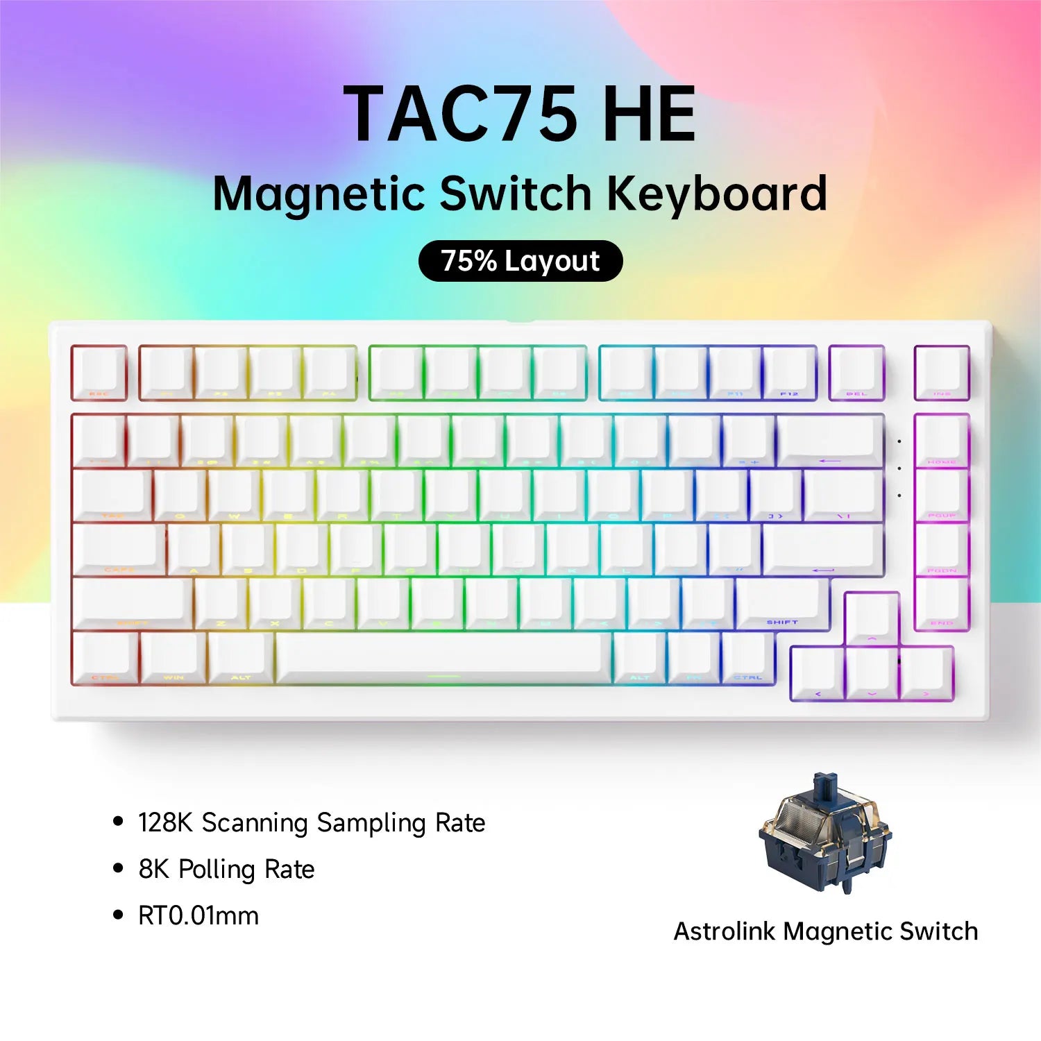 AKKO TAC75 HE Magnetic Switch Keyboard 75% Gaming Keyboards Rapid Trigger 0.005mm 8K RGB Wired Esports Custom Keyboard for Gamer