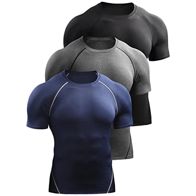 2025 Compression T Shirt Men Summer Sportswear Running T-shirt Elastic Quick Dry Sport Tops Tee Athletic Gym Workout Shirts Men